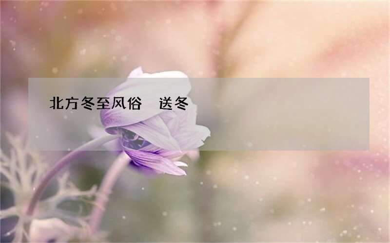 北方冬至风俗 送冬